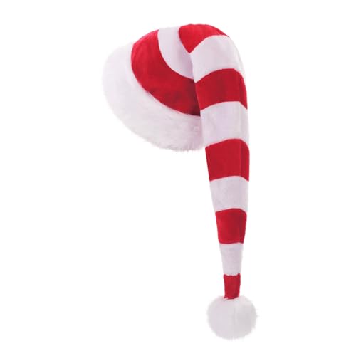 CITÉTOILE Weihnachtsmütze Verlängerte Erwachsene mit Streifen,Plüsch Weihnachtsmütze für Herren und Damen, Santa Clause Mütze für Weihnachtsfeier,Neujahr,Feiertage,Partyzubehör von CITÉTOILE