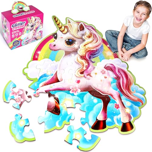 Mädchen Einhorn Boden Puzzle Spielzeug: Einhorn Geschenke für Mädchen - Puzzles für Kinder im Alter von 4 5 6 7 8 9 Jahren - Einhorn Spielzeug Glitzernd Pink 45-Teiliges Puzzle Mädchen Einhorn Boden Puzzle Spielzeug: Einhorn Geschenke für Mädchen - Puzzles für Kinder im Alter von 4 5 6 7 8 9 Jahren - Einhorn Spielzeug Glitzernd Pink 45-Teiliges Puzzle von CITSKY