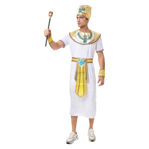 CIVIMILI Ägyptisches Pharao-Outfit für Herren antike Roben mit Zubehör ägyptischer König Toga für Halloween Cosplay Kostüm Set CIVIMILI Ägyptisches Pharao-Outfit für Herren antike Roben mit Zubehör ägyptischer König Toga für Halloween Cosplay Kostüm Set von CIVIMILI