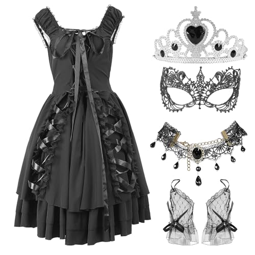 CIVIMILI Damen Gothic Kleid Renaissance SchnürungElegant Punk Faschingskostüme Mittelalter Kleider Steampunk Midikleid Damen Ärmellose CIVIMILI Damen Gothic Kleid Renaissance SchnürungElegant Punk Faschingskostüme Mittelalter Kleider Steampunk Midikleid Damen Ärmellose von CIVIMILI