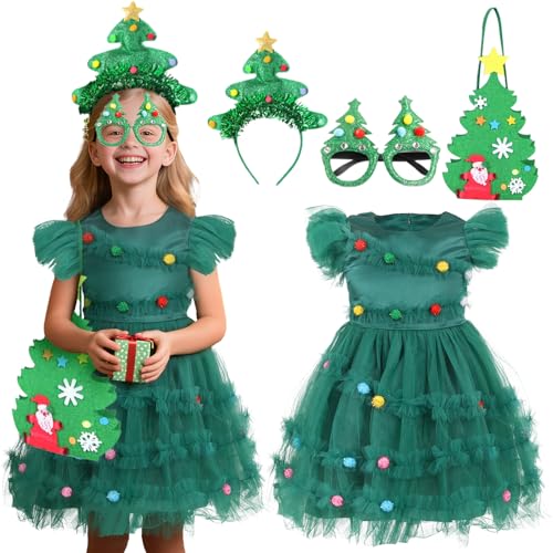 CIVIMILI Mädchen Weihnachtskleid Tüll Tutu Bowknot Skrit Prinzessinnenkleid Set mit Zubehör Weihnachten Kinder Baum Kostüm CIVIMILI Mädchen Weihnachtskleid Tüll Tutu Bowknot Skrit Prinzessinnenkleid Set mit Zubehör Weihnachten Kinder Baum Kostüm von CIVIMILI