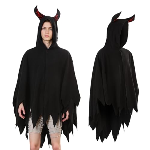 CIVIMILI Mothman Cape Mothman Kapuzenumhang Umhang mit roten Augen und Ohren Halloween Weihnachten Kostüm für Erwachsene Damen und Herren CIVIMILI Mothman Cape Mothman Kapuzenumhang Umhang mit roten Augen und Ohren Halloween Weihnachten Kostüm für Erwachsene Damen und Herren von CIVIMILI