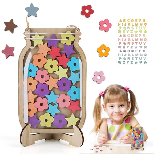 CIYIN Belohnungsglas für Kinder, Personalisiertes Belohnungsglas, Reward Jar with Star Tokens, Motivierendes Belohnungsglas Aus Holz für Heimschüler CIYIN Belohnungsglas für Kinder, Personalisiertes Belohnungsglas, Reward Jar with Star Tokens, Motivierendes Belohnungsglas Aus Holz für Heimschüler von CIYIN