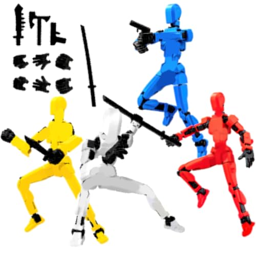 CIYIN 4 Stück T13 Action Figure, T13 Actionfiguren, T13 Dummy Action Figures, T13 Figur,Beweglichen Figuren mit Mehreren Gelenken, Desktop Dekorationen (Mit 4 Waffen + 3 Handtypen) von CIYIN