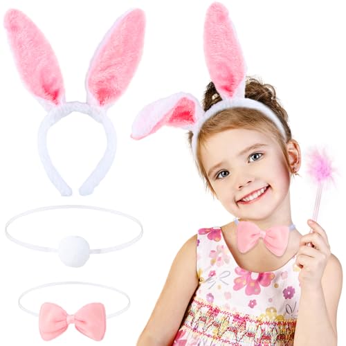 CIYIN Hasenohren Kostüm, Hasenohren Haarreif, Hasenschwanz Plüsch, Fliege Rosa Kinder, Hasenkostüm Kinder, Bunny Kostüm, für Ostern Karneval Cosplay Party CIYIN Hasenohren Kostüm, Hasenohren Haarreif, Hasenschwanz Plüsch, Fliege Rosa Kinder, Hasenkostüm Kinder, Bunny Kostüm, für Ostern Karneval Cosplay Party von CIYIN
