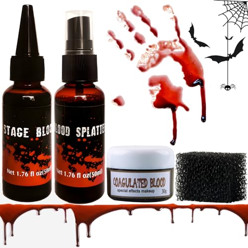 CIYIN Halloween Kunstblut Set - Fake Blood Kit, Spezialeffekt Make-Up Set für Zombie, Vampir Cosplay & Dress Up - 4 Stück CIYIN Halloween Kunstblut Set - Fake Blood Kit, Spezialeffekt Make-Up Set für Zombie, Vampir Cosplay & Dress Up - 4 Stück von CIYIN