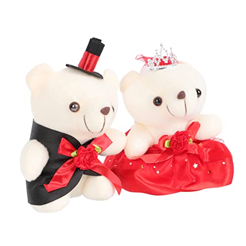 CIYODO 1 Paar Kuscheltier Bär Hochzeitspaar Deko Valentinstag Plüschpuppe für Hochzeitsgeschenke Süße Bärenfiguren Tischdekoration Geschenkidee für Familien von CIYODO
