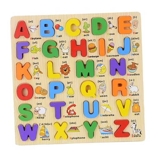 CIYODO 1 Satz Holzbuchstaben Rätsel Puzzletisch 3D-Buchstaben-rätsel Buchstabenrätsel Alphabet-rätsel Blöcke Dreidimensional Bambus von CIYODO