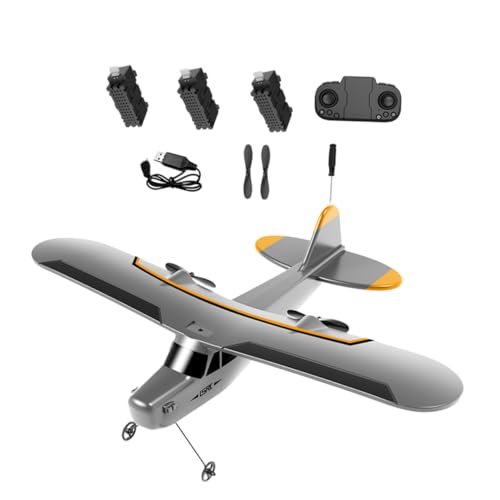 CIYODO 1 Satz Fernsteuerbares Modellflugzeug Kanal Schaumgleiter mit LED Beleuchtung Batterien für Anfänger und Sammler Stabil Langlebig Perfektes für Jungen und Jugendliche von CIYODO