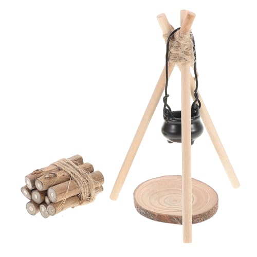CIYODO 1 Satz Feuerholz Modell für Puppenhaus Detaillierte Camping Zubehör für Mini Szenen Kochtopf und Regal Dekoration für Einzigartige Fotomotive von CIYODO
