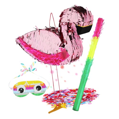 CIYODO 1 Satz Flamingo Pinata mit Augenmaske Pinata Stock und Bunten Füllstücken Kreative Geburtstagsdekoration für Mädchen für Kindergeburtstag und Partys CIYODO 1 Satz Flamingo Pinata mit Augenmaske Pinata Stock und Bunten Füllstücken Kreative Geburtstagsdekoration für Mädchen für Kindergeburtstag und Partys von CIYODO