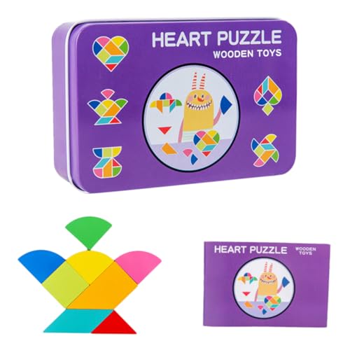 CIYODO 1 Satz Holzpuzzle für Teiliges Tangram mit Aufbewahrungsbox Geometrische Formen für Kreative Fördert Farben und Formverständnis für Jungen von CIYODO