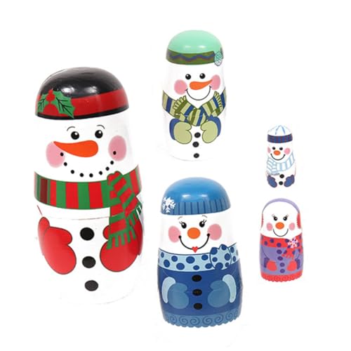 CIYODO 1 Satz Lagige Weihnachts Schneemann Holzfigur Handbemalt Festliche Dekoration für Zuhause Büro von CIYODO