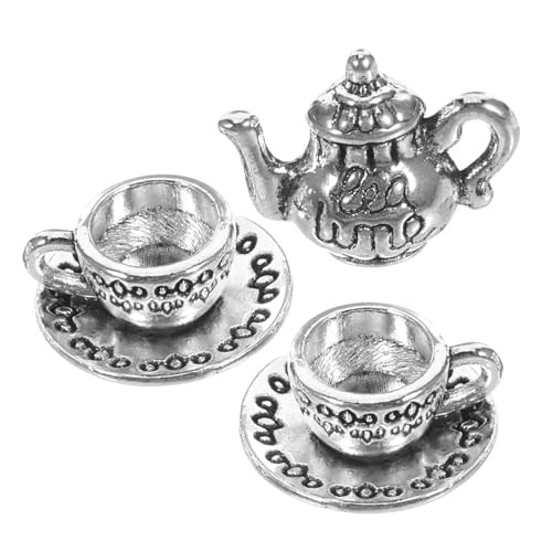 CIYODO 1 Satz Metall Teiliges Mini Teekannen Dekorationsset mit Teetasse für Puppenhaus und Küchenzubehör Silberfarbenes Design für Kreative Arrangements CIYODO 1 Satz Metall Teiliges Mini Teekannen Dekorationsset mit Teetasse für Puppenhaus und Küchenzubehör Silberfarbenes Design für Kreative Arrangements von CIYODO