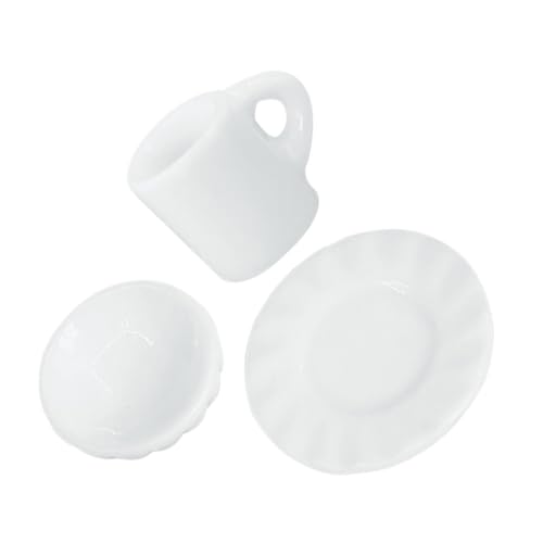 CIYODO 1 Satz Mini-Küchenutensilien Mini-Tasse Essen selbst klein esspressokaffeetassen Set Caffe tassen Set Kaffeetassen und Untertassen Mini-Kaffeetassen Puppenhaus Miniaturen Harz Weiß von CIYODO