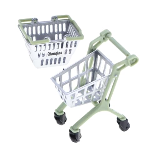 CIYODO 1 Satz Mini Supermarkt Einkaufskorb Miniatur-aufbewahrungskörbe Puppenhaus-szenerie-Requisiten Szenenzubehör Dollhouse Accessoires Mini Supermarktwagen Korbspielzeug Plastik von CIYODO