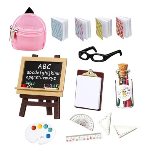 CIYODO 1 Satz Miniatur Schultaschen Set Kreative Lernwerkzeuge für Simulierte Schulmaterialien für Puppenhaus Dekoration Niedliche Accessoires für DIY Projekte von CIYODO