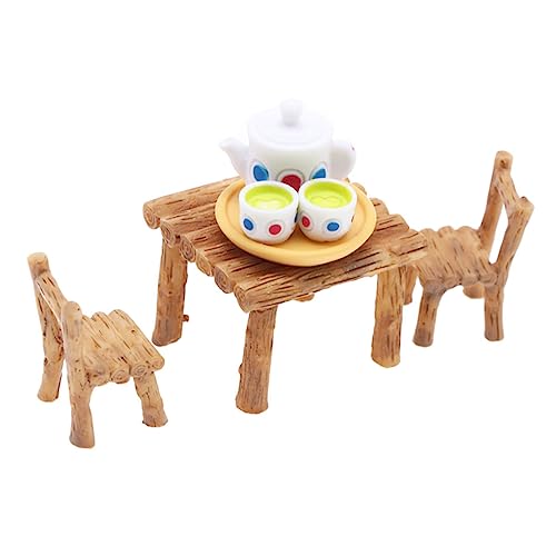 CIYODO 1 Satz Miniatur Teeservice Set aus Teezubehör für Puppenhaus mit Tisch und Stuhl Dekoration für Miniaturlandschaften und Puppenhaus Accessoires von CIYODO