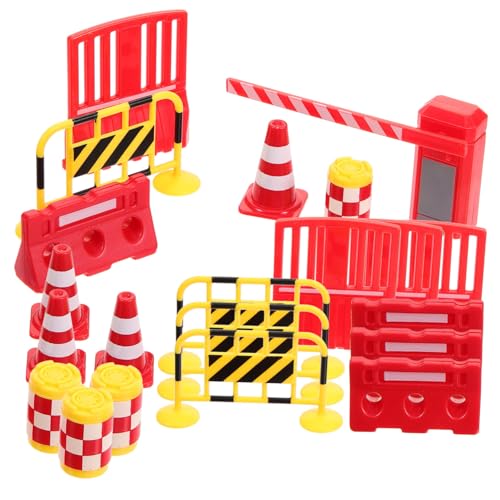 CIYODO 1 Satz Parkplatz Ausge Schildert Miniatur Barrikade Straßenschild-Spielzeug Kleine Verkehrskegel Mini- Spielzeug-ampel Block Plastik Puzzle Kind Anti-kollisions-Schaufel von CIYODO
