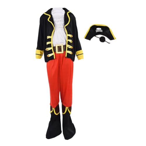 CIYODO 1 Satz Piratenkostüm Piraten-performance-kostüm Halloween-kostüm- Piratenhut Für Dekorativer Piratenmantel Party-cosplay-kostüm Partyzubehör Polyester von CIYODO