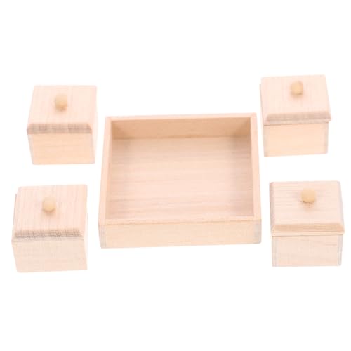 CIYODO 1 Satz Puppenhausmöbel Miniatur Kleines Tablett Mini-hauskiste Mini-hauskoffer Zur Aufbewahrung Mini-tablett Zum Basteln Puppenhaus-tablettmodelle Mini-fälle Hölzern von CIYODO