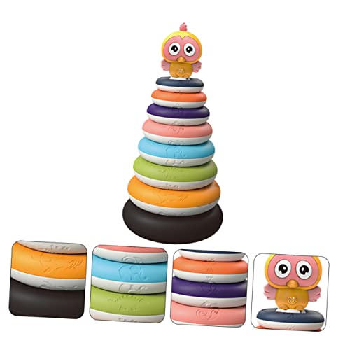 CIYODO 1 Satz Regenbogen Ring Lernspielzeug für Hand Augen Koordination Ergonomisches Design für Kreative Farben Stapelturm für Frühe Kognitive Entwicklung von CIYODO