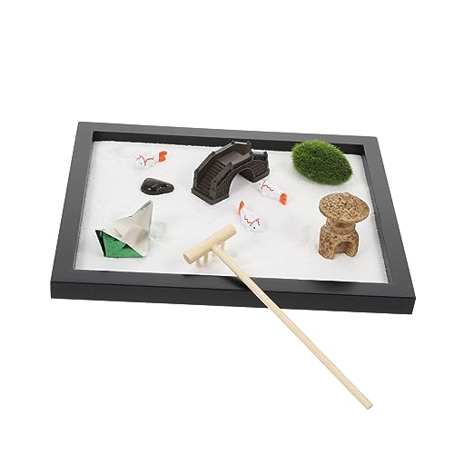 CIYODO 1 Satz Sandtischverzierungen Zen-Garten Für Den Schreibtisch Sandkasten Zen-gartensand Sandtischkunst Sandgarten Für Den Schreibtisch Desktop-Sandbox MDF Schwarz von CIYODO