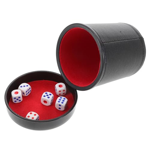 CIYODO 1 Satz Silent Dice Shaker mit Basis Geräuschreduzierender Würfelbecher aus PU Leder mit Würfeln für Partys und Gesellige Spiele Eleganter und Komfortabler Spielzubehör von CIYODO
