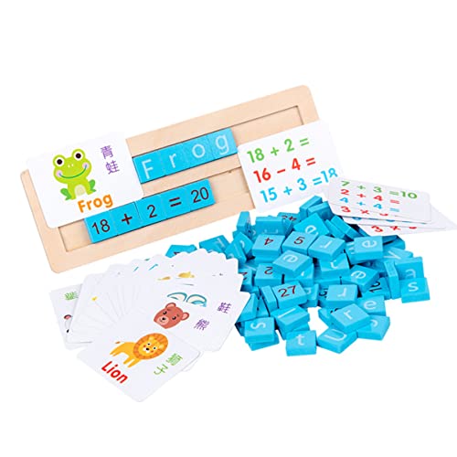 CIYODO 1 Satz Zählen Englisches Zahlenspielzeug Rechenspielzeug Alphabet -kognitionsspielzeug Wortlernspielzeug Frühes Lernen Blue Hölzern von CIYODO