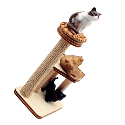 CIYODO 1 Satz puppenhaus Katze klettergerüst Mini winzig Dekoration katzenkratzbaum puppenhauszubehör spaß kleines Modell eines Kratzbaums aus Holz Desktop-Ornament Harz von CIYODO