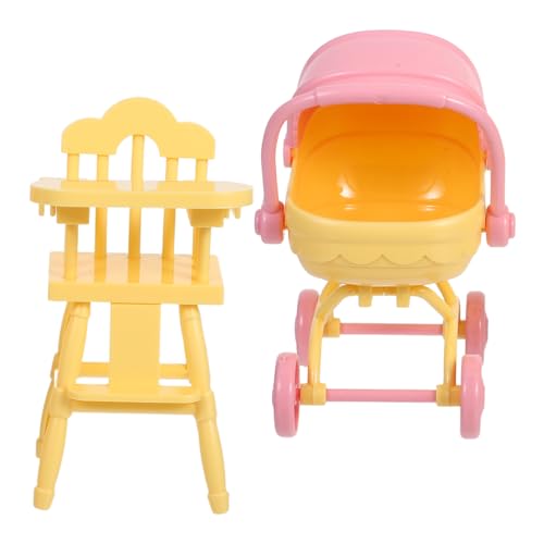 CIYODO 1 Set Babypuppen-spielset: Enthält Mini-Kinderwagen Und Hochstuhl – Rollenspielmöbel – Dekoratives Miniatur-puppenhauszubehör von CIYODO