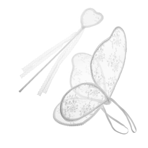 CIYODO 1 Set Fee Prinzessin Spitze Schmetterlingsflügel Und Zauberstab Set Kinder Verkleiden Zubehör Für Foto Requisiten Halloween Party Bühnenauftritte von CIYODO