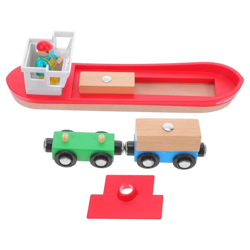 CIYODO 1 Set Holzeisenbahn-Schienenset: Holzschienenschiff zum Erstellen detaillierter Eisenbahnszenen – Fördern Sie die Kreativität von Kindern – Holzschiffmontage für Kleinkinder von CIYODO