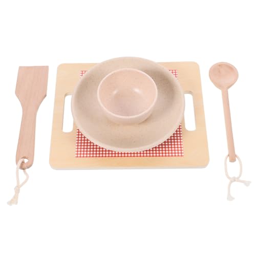 CIYODO 1 Set Holzküchenspielzeug Set Kinderspielzeug Teller Schüsseln Kindergeschirr Küchenutensilien Küchenbesteck Küchenspielzeug Küchengeschirr Küchenzubehör Mini von CIYODO