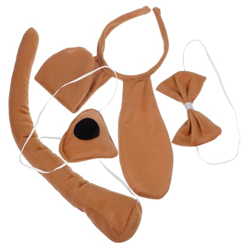 CIYODO 1 Set Hundebekleidung Tierkostüm Welpenkopfschmuck Haustierkopfbedeckung Partykopfschmuck Halloween Cosplay Zubehör Partystirnband Halloweenkostüme Fotorequisiten Brauner Stoff von CIYODO