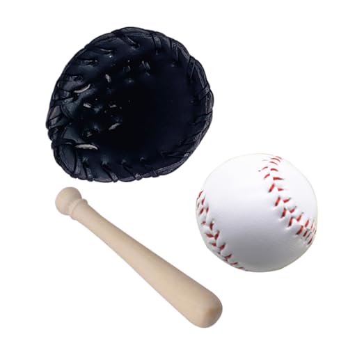 CIYODO 1 Set Mini Simulierter Baseball Puppenhäuser Baseballschläger Miniatur Puppen Spielzeughaus Rolle Vortäuschen Spielset Baseball Mini Baseball Kit DIY Versorgung Puppenzubehör Pu von CIYODO