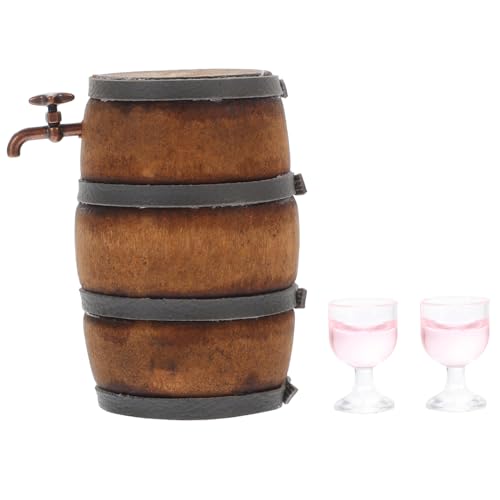 CIYODO 1 Set Puppenhaus Holz Wein Bierfass Miniatur Weinfass Mini Bierfässer Weinbecher von CIYODO