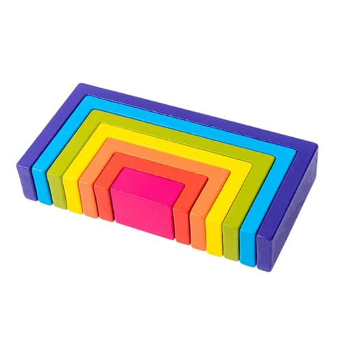 CIYODO 1 Set Quadratische Regenbogen Bausteine Kinderspielzeug Vorschulspielzeug Kleinkindspielzeug Geometrischer Block Kognitives Frühes Pädagogisches Blöcke Bunt Aus Holz von CIYODO
