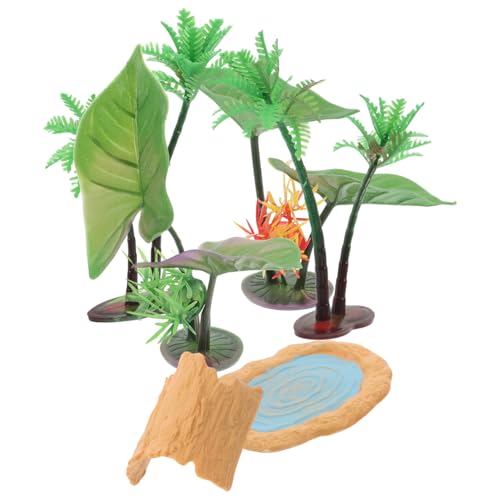 CIYODO Miniatur-teichdekor Mit Künstlichen Seerosenblättern Und Mini-tropenpalmen Zum Verschönern Kleiner Gärten Teichzubehör von CIYODO
