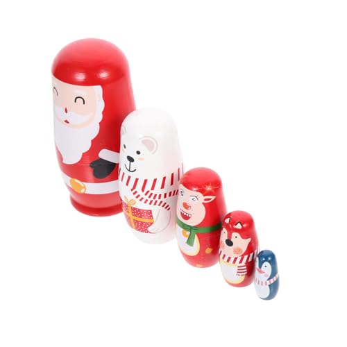 CIYODO 1 Set Weihnachtsthema Russische Nistpuppe Holznistpuppe 6-lagige Stapelpuppen von CIYODO