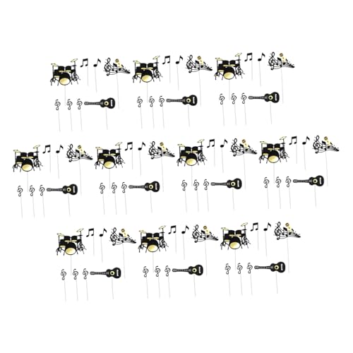 CIYODO 10 Sets Gitarren Cupcake Topper Gitarren Cupcake Topper Für Geburtstage Mottopartys Dessert Musiknoten Picker Musikinstrument Dekorationen Musikalische von CIYODO