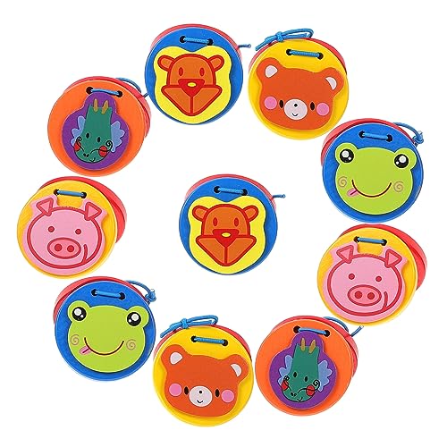 CIYODO 10 Stück Animal Speaker Instrument Kastagnetten für Kinderschlaginstrument Kinderinstrumente Kinderschlaginstrument Fingerkastagnetten Orff Schlaginstrument hölzern Zufällige Farbe von CIYODO
