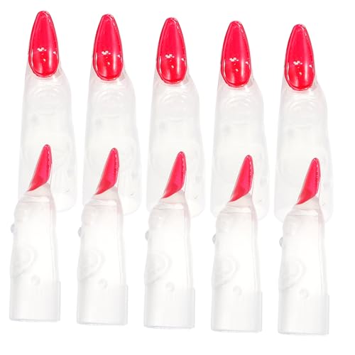 CIYODO 10 Stück Halloween Hexen Fingernägel Nachtleuchtend Gruselige Fake Finger für Kostüm Requisiten Cosplay Party Dekoration Zubehör von CIYODO