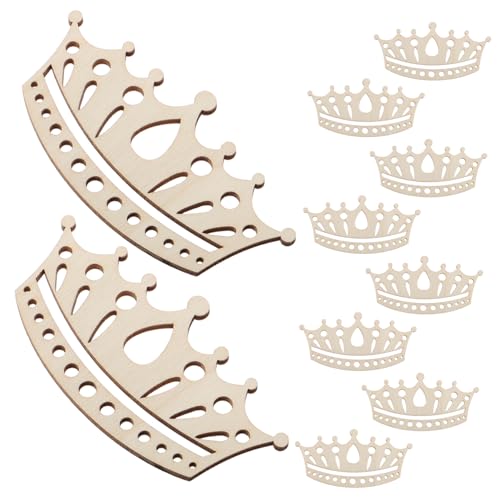 CIYODO 10 Stück Handgefertigte Pädagogische Wohndekoration Holzhandwerk Holzkrone Bastelornamente Holzkronenformen Farbe Blanke Holzkronenausschnitte Partygeschenke Beige Aus von CIYODO