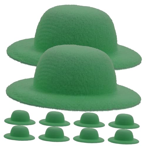 CIYODO 10 Stück Mini-Strohhut Kleiner Hut Mini-Kappen zum Basteln Mini-Hüte Puppenstrohhüte Kind Foto -Prop -Zubehör kleine hüte Hut- Miniatur winzige Hüte Flanell Green von CIYODO
