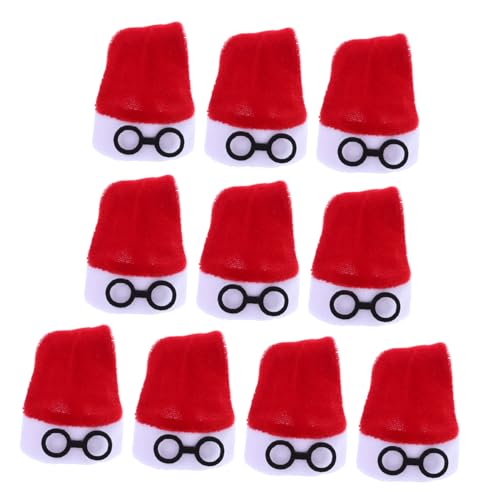 CIYODO 10 Stück Mini Weihnachtsmützen Rot Flauschige Mini Santa Hüte für Bestecktaschen Weinflaschenabdeckungen und Tischdekorationen Kompakt Vielseitig für Weihnachtsfeiern und Festliche von CIYODO