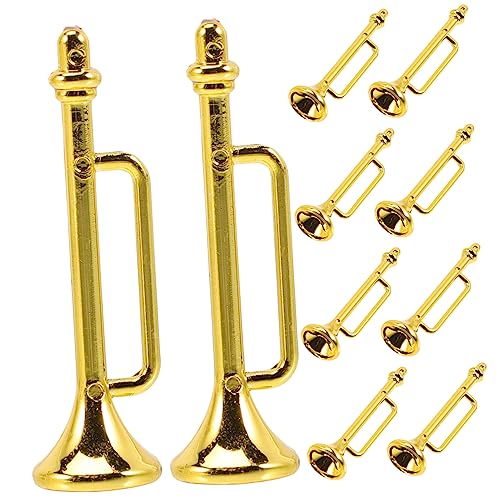 CIYODO 10 Stück Miniatur Trumpet Teiliges Musikinstrument Modell für Puppenhaus Deko Fotorequisiten Kreative Bastelideen Langlebig und Robust von CIYODO