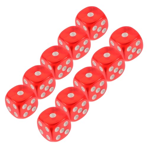CIYODO 10 Stück Partywürfel Spiele Sequenzspiel zusammenhangloses Kartenspiel hühner spielsachen für bar Accessories Colour Cube Zahlenwürfel Brettspiel-Tool Acryl rot von CIYODO