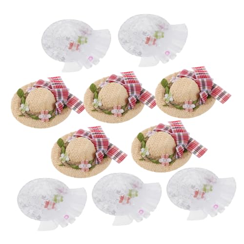 CIYODO 10 Stück Puppenspielzeughut Strohhut Miniatur Cowgirl Dekoration Miniaturhut Mini Hutschmuck Mini Kostümdekoration Ornament Winzige Puppenhüte von CIYODO