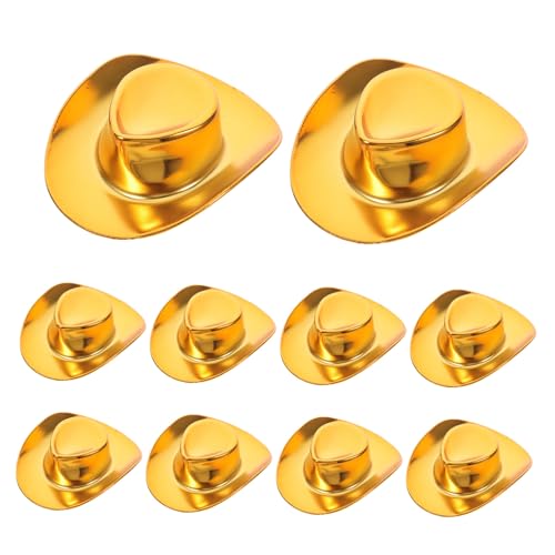 CIYODO 10 Stück Teiliges Mini Cowboy Hut mit Glitzer für Puppen DIY Bastelzubehör Vielseitige Miniatur Hüte für Kuscheltiere Partydekoration Trendige Westernmützen von CIYODO